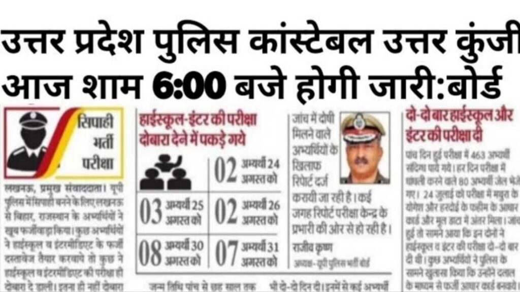 UP Police Constable Answer Key 2024